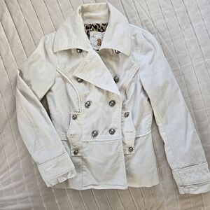 Women’s Double-Breasted Cream Peacoat Jacket